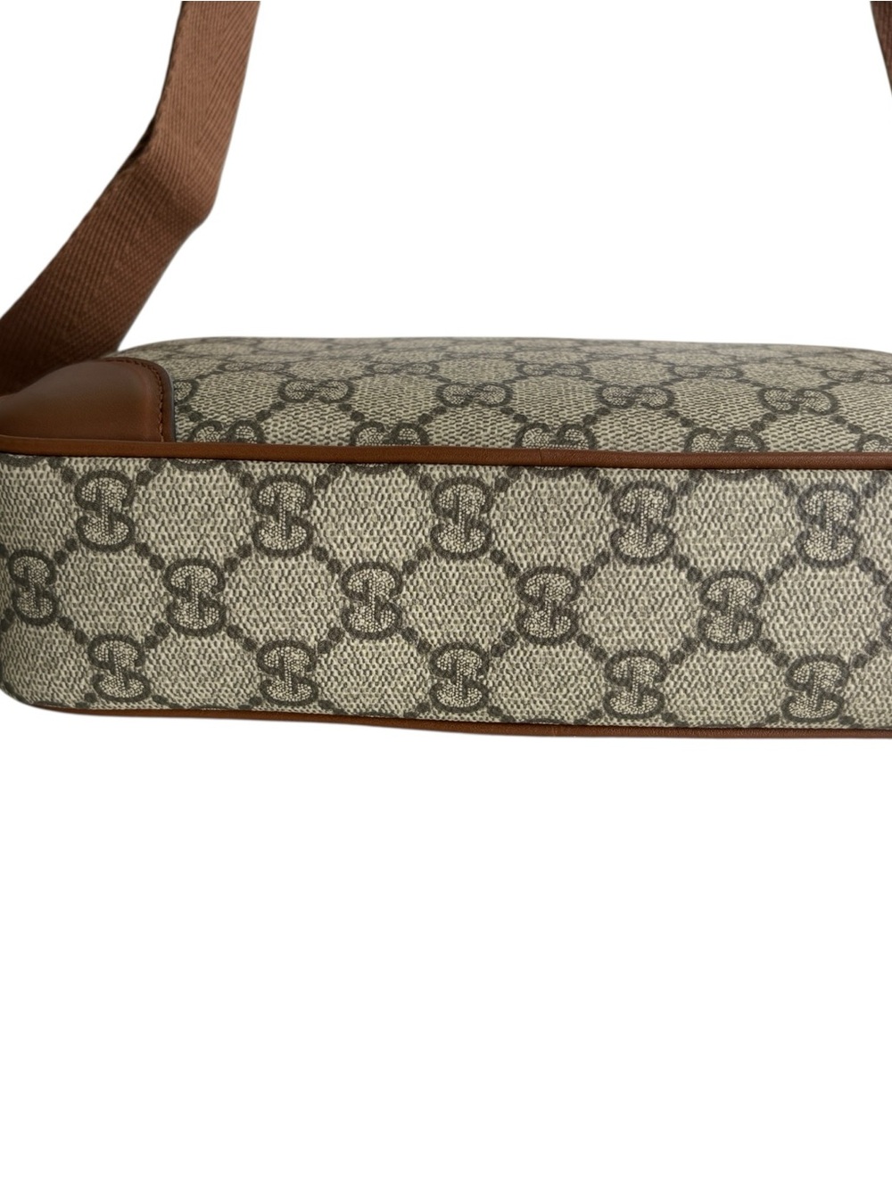 Gucci Beige GG Supreme Canvas Bag Brown Leather Trim - Picture 8 of 8
